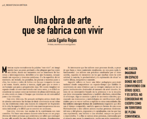 Una obra de arte que se fabrica con vivir